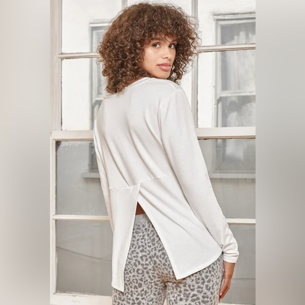 Lulus Elevate the Look White Long Sleeve Crew Neck Top size XL